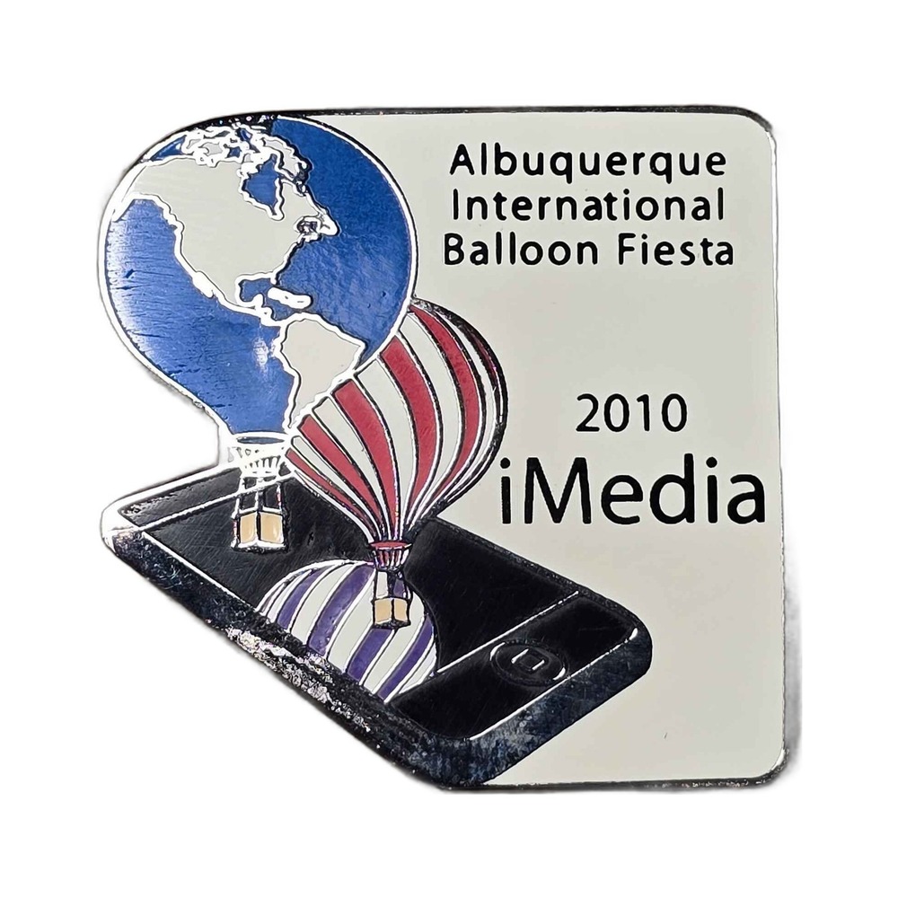 2010 Albuquerque Balloon Fiesta iMedia Smartphone Hot Air Lapel Vest Hat Pin I18